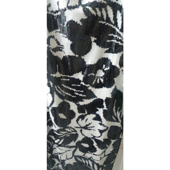 NWT Premier Amour Womens Sleeveless Sequined Dress 12 Floral Event Black White - Picture 6 of 6